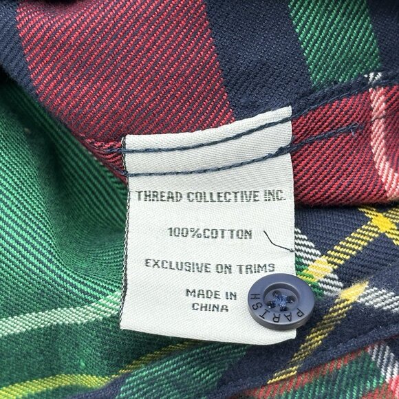 Parish Nation Men's Size 2XL Plaid Flannel Patch Long Sleeve Button Up Shirt NWT - Picture 5 of 11